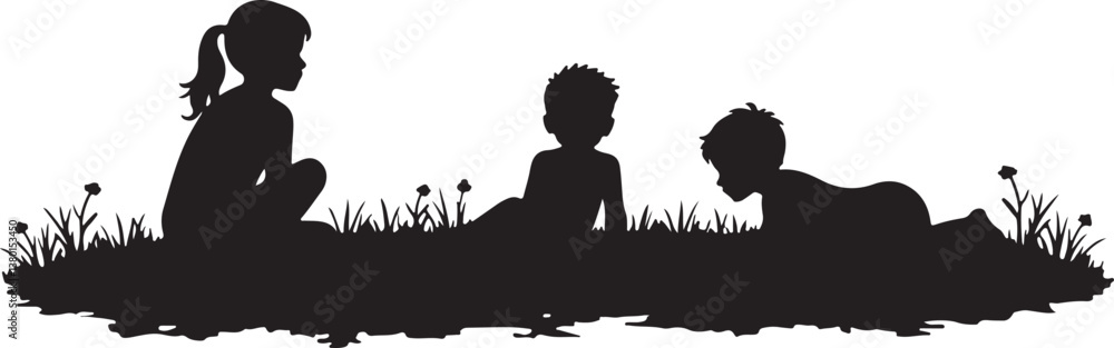 Silhouetted Children in Unity vector all 