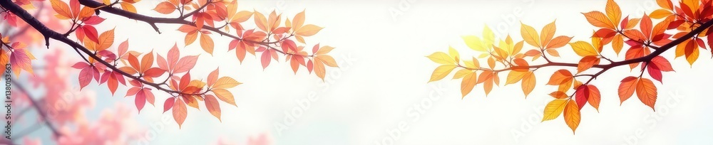Isolated branches on a white background with gentle morning light, branches, trees Isolated branches on a white background with gentle morning light, branches, trees
