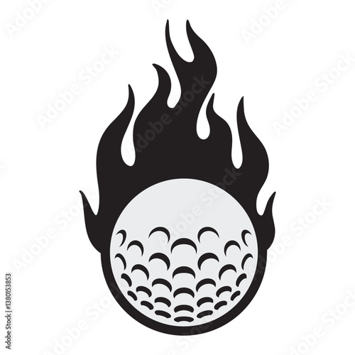 Flaming golf ball silhouette vector design