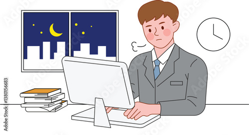 Man working late at night