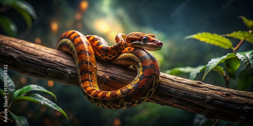 Fototapeta premium Baby Peruvian Long-Tailed Boa, Long Exposure, Reptile, Wildlife, Nature