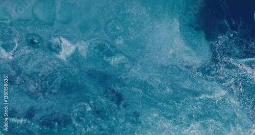 Wallpaper Mural Alcohol inks reacting, creating beautiful abstract shapes and textures with its fluid motion on a vibrant blue background, resembling an ethereal ocean or cosmic scene Torontodigital.ca