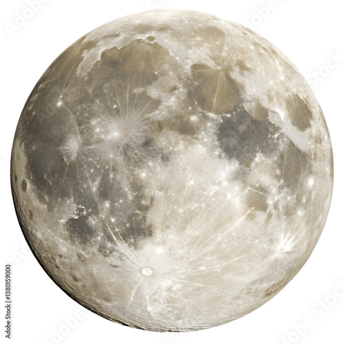  Full moon phase planet on transparent background 