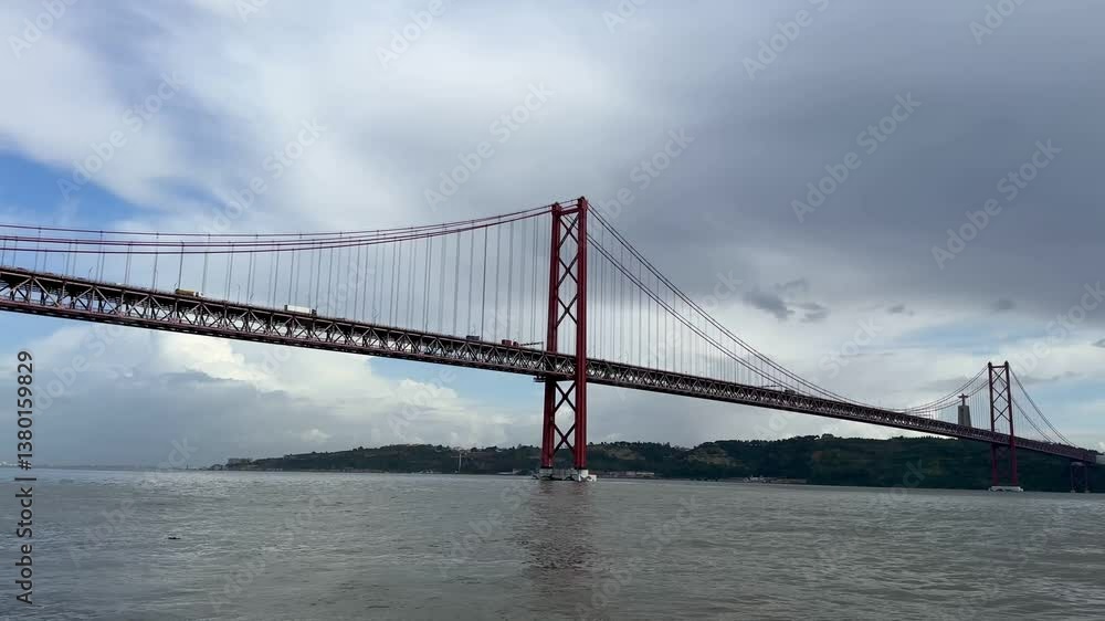 Calm view of Ponte 25 Abril in Lisbon after storm. Calm view of Ponte 25 Abril in Lisbon after storm.