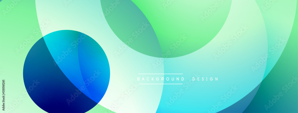 Fototapeta premium Abstract vibrant circles overlap. Blue, green hues blend. Modern design, smooth gradients create dynamic visual experience. Minimalist aesthetic.