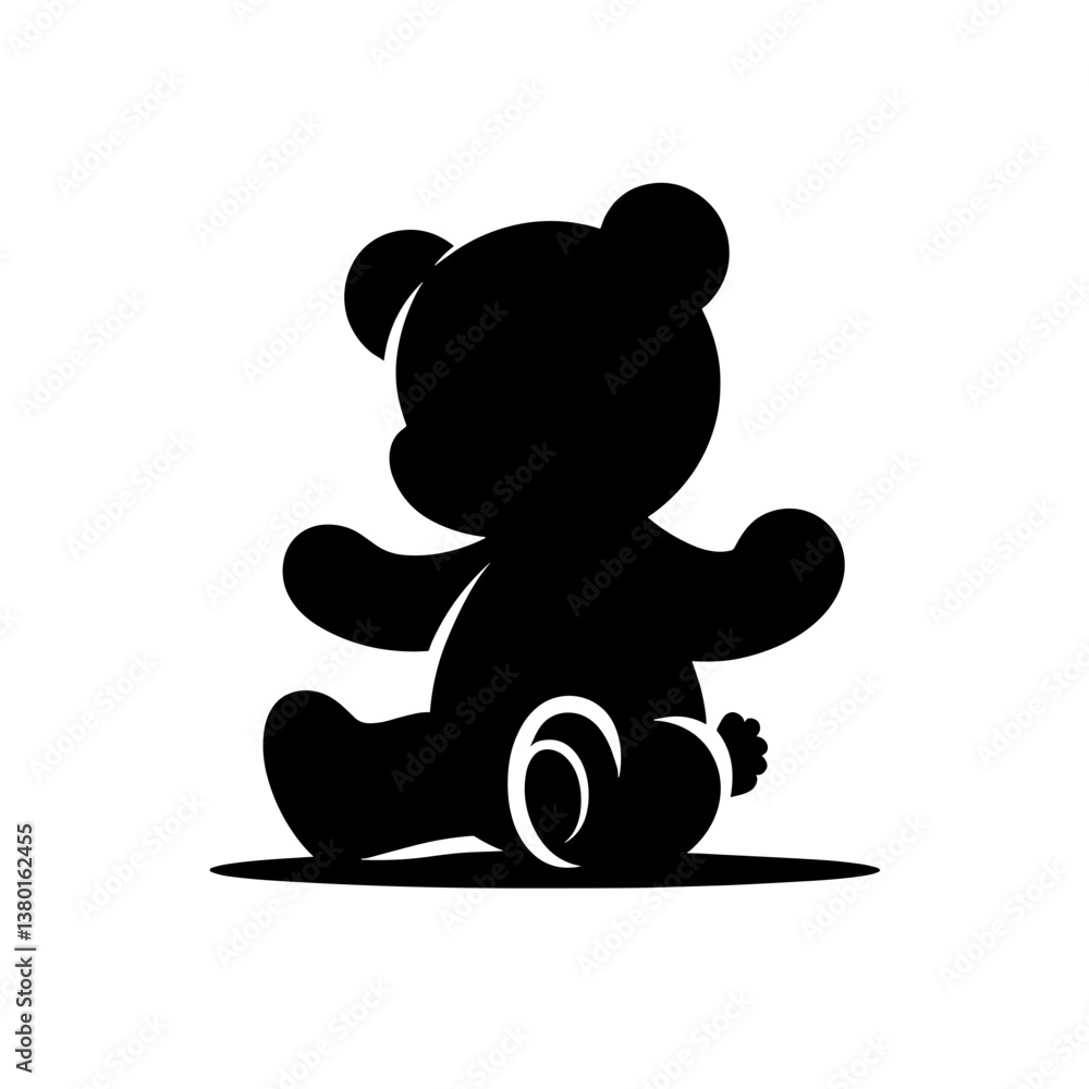 Obraz premium Teddy bear silhouette in cute minimal style