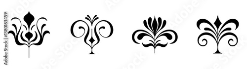 Vector set of logo design templates and graphic elements, organic cosmetics, floral illustration in simple linear hand drawn style, plants and flowers, natural products emblems