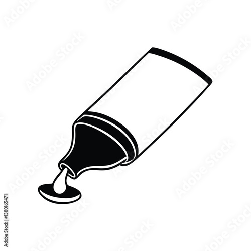 a vector silhouette of a tube of glue, with some glue dripping out of the nozzle