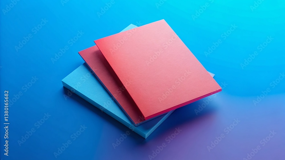 Fototapeta premium Blue & Coral Leaflet Mockup: 3D Rendered Poster & Brochure Flyer Design