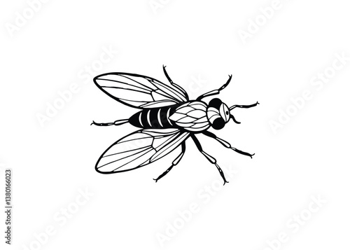 Silhouette of tsetse fly isolated on a white background