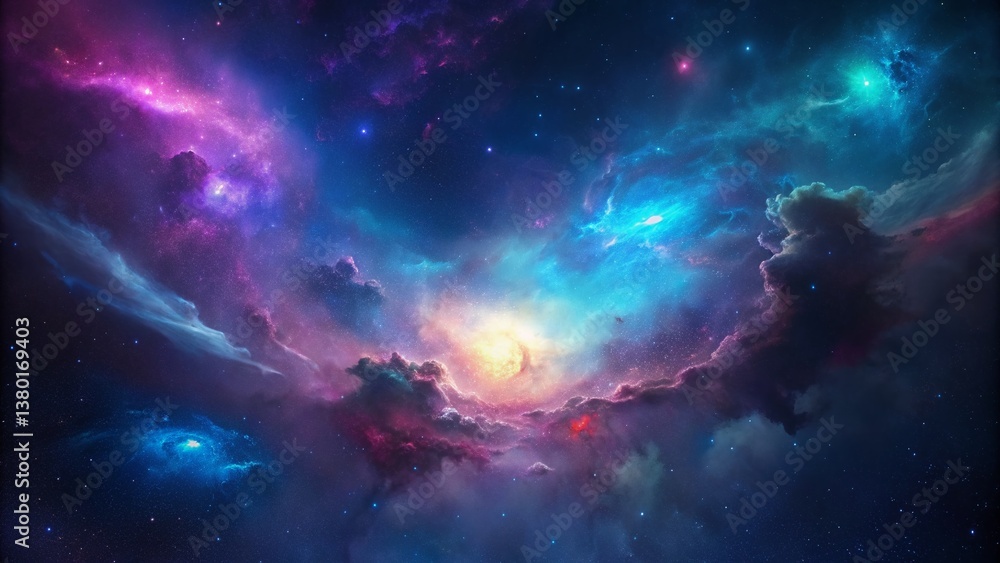 Fototapeta premium Breathtaking Cosmic Galaxy Nebula: Vibrant Night Sky Starscape