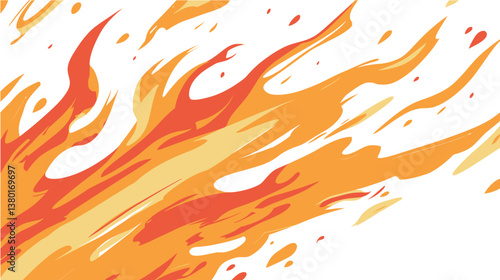 A striking and vivid vector graphic design showcasing a fire-blown texture, capturing the dynamic movement and chaotic beauty of flames as they spread across the surface. 
