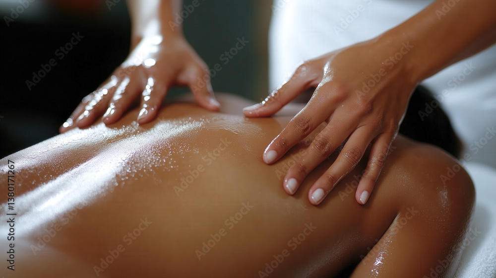 custom made wallpaper toronto digitalA young woman receives a relaxing massage at a spa. Generative AI.