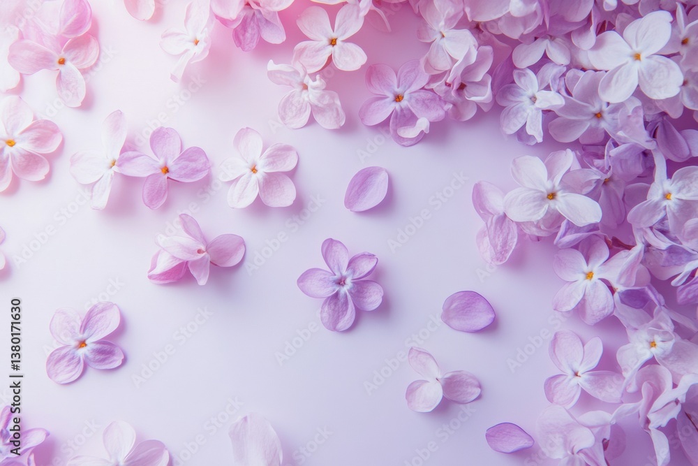 Floral gradient background with lilac and soft pink petals creating a serene ambiance for artistic projects and designs Floral gradient background with lilac and soft pink petals creating a serene ambiance for artistic projects and designs