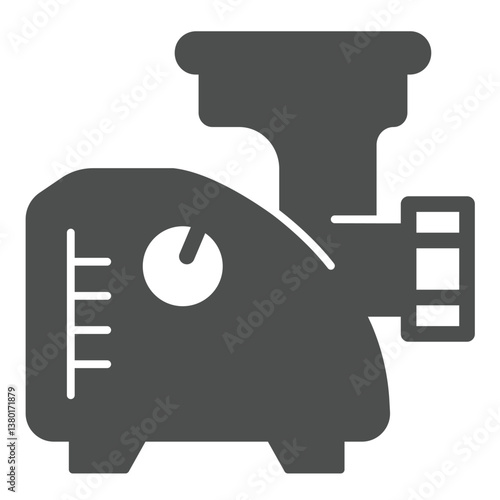 Electric grinder for meat solid icon, culinary cooking concept. Vector graphics. Grinder tool for cooker sign on white background, glyph style icon for mobile or web design.
