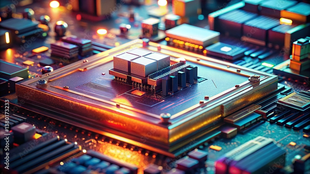 Fototapeta premium Candid Close-up of Circuit Board with Natural Lighting, Technology Background