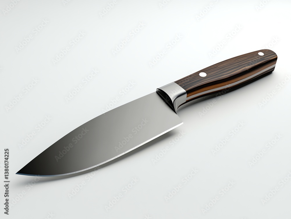 Chef Knife with Wooden Handle on Clean White Background Still Life Chef Knife with Wooden Handle on Clean White Background Still Life