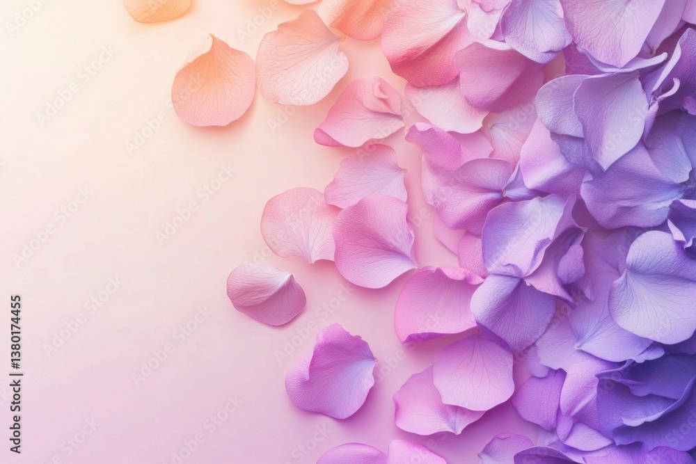 Obraz premium Floral gradient background of soft pink and lilac petals creating a serene and delicate atmosphere for relaxation and creativity