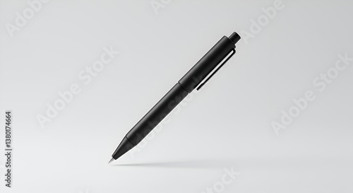 Modern black pen angled on a plain surface.