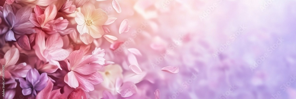 Floral gradient background with soft pink and lilac hues featuring subtle petals creating a serene atmosphere for springtime decoration Floral gradient background with soft pink and lilac hues featuring subtle petals creating a serene atmosphere for springtime decoration