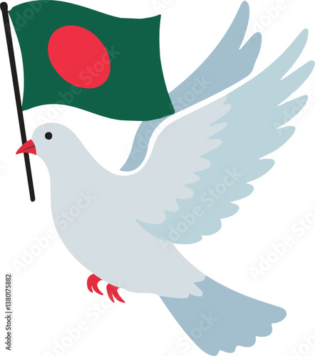 A dove carrying Bangladesh Flag