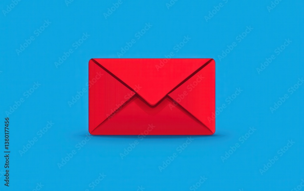 A vibrant red envelope rests against a bright blue background, creating a striking visual contrast that emphasizes communication and messaging. A vibrant red envelope rests against a bright blue background, creating a striking visual contrast that emphasizes communication and messaging.