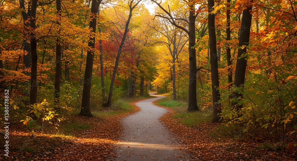 Obraz premium Autumn's Golden Path AI Generated