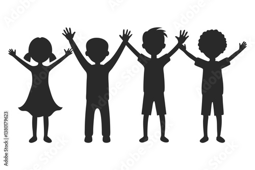 set of man Waving Hand silhouette vector illustration