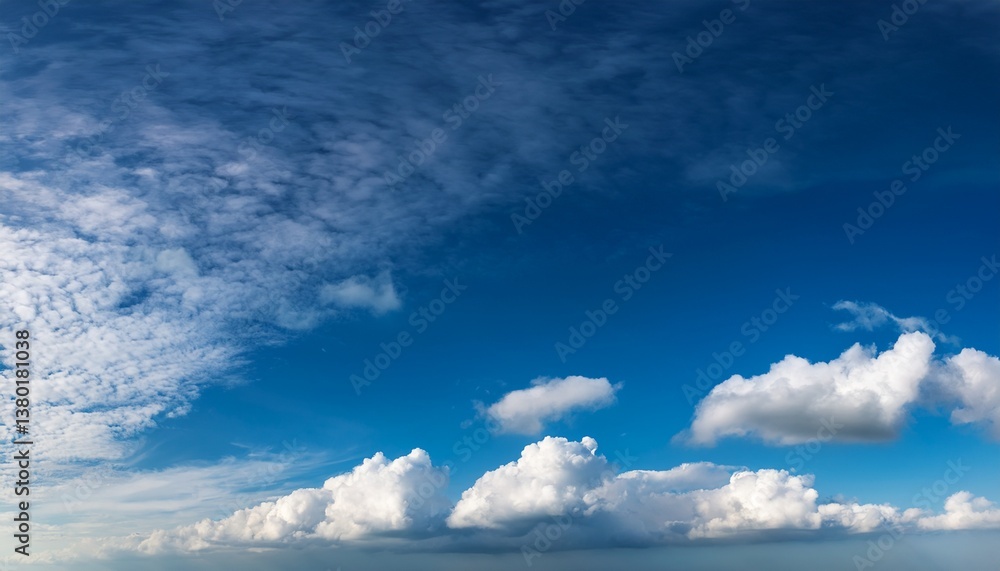 Fototapeta premium panoramic blue sky background with atmospheric clouds