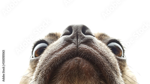 A dog with its nose up and eyes wide open