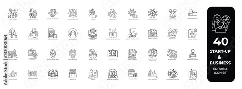 business start-up, development, growth, innovation, related vector icons set,