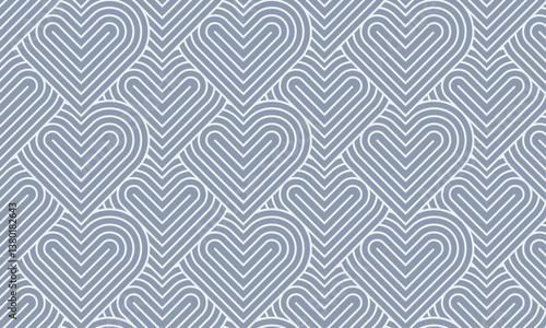 Modern and minimalist heart pattern background with heart lines. Printable vector container background for Valentine's Day.