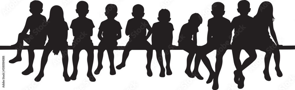 Silhouetted Children in Unity vector design Silhouetted Children in Unity vector design