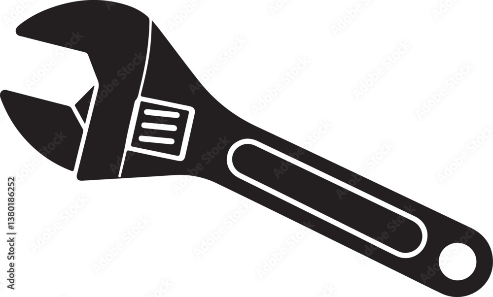Adjustable Wrench Icon Professional Repair Tool Vector Adjustable Wrench Icon Professional Repair Tool Vector