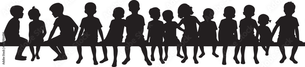 Silhouetted Children in Unity vector design Silhouetted Children in Unity vector design