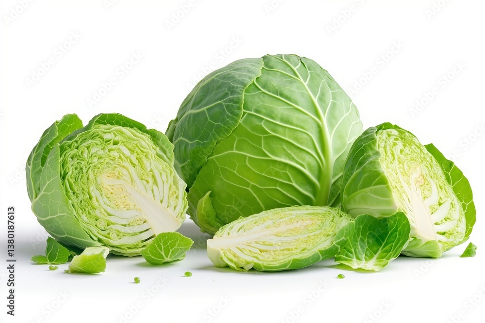 Fototapeta premium A group of cabbages sitting on top of each other on a white surface