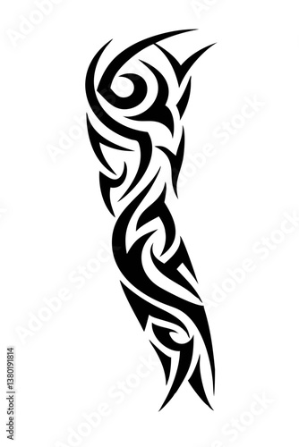 Arm sleeve tattoo vector illustration on a white background.