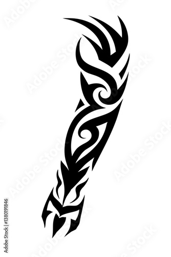 Arm sleeve tattoo vector illustration on a white background.
