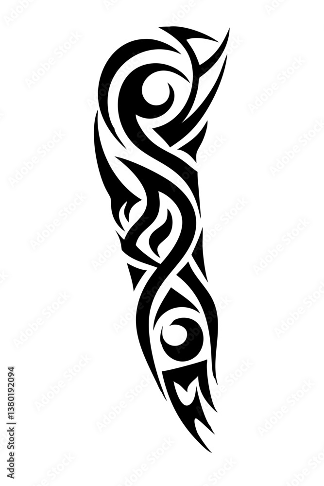 Naklejka premium Arm sleeve tattoo vector illustration on a white background.