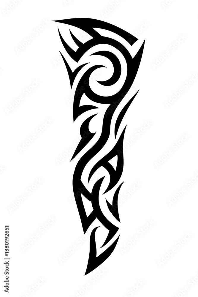 Naklejka premium Arm sleeve tattoo vector illustration on a white background.