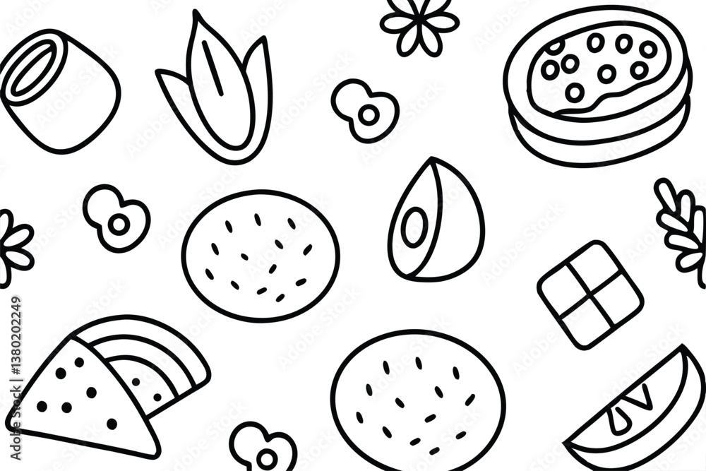 Unique Hand-Drawn Food Pattern Backgrounds – High-Quality & Seamless Unique Hand-Drawn Food Pattern Backgrounds – High-Quality & Seamless