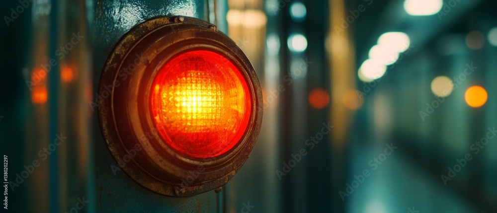 A close-up of an emergency siren system being activated, showcasing the alert mechanism in action.