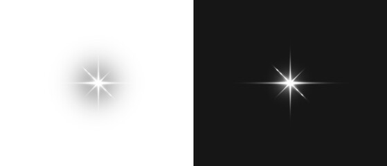 PNG Flash light on black background. Glow Star light sparkle. Vector glow sparkle effect. Abstract lens flare. Flashing lights. Transparent PNG. Stock royalty free.