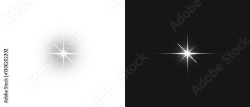 PNG Flash light on black background. Glow Star light sparkle. Vector glow sparkle effect. Abstract lens flare. Flashing lights. Transparent PNG. Stock royalty free.