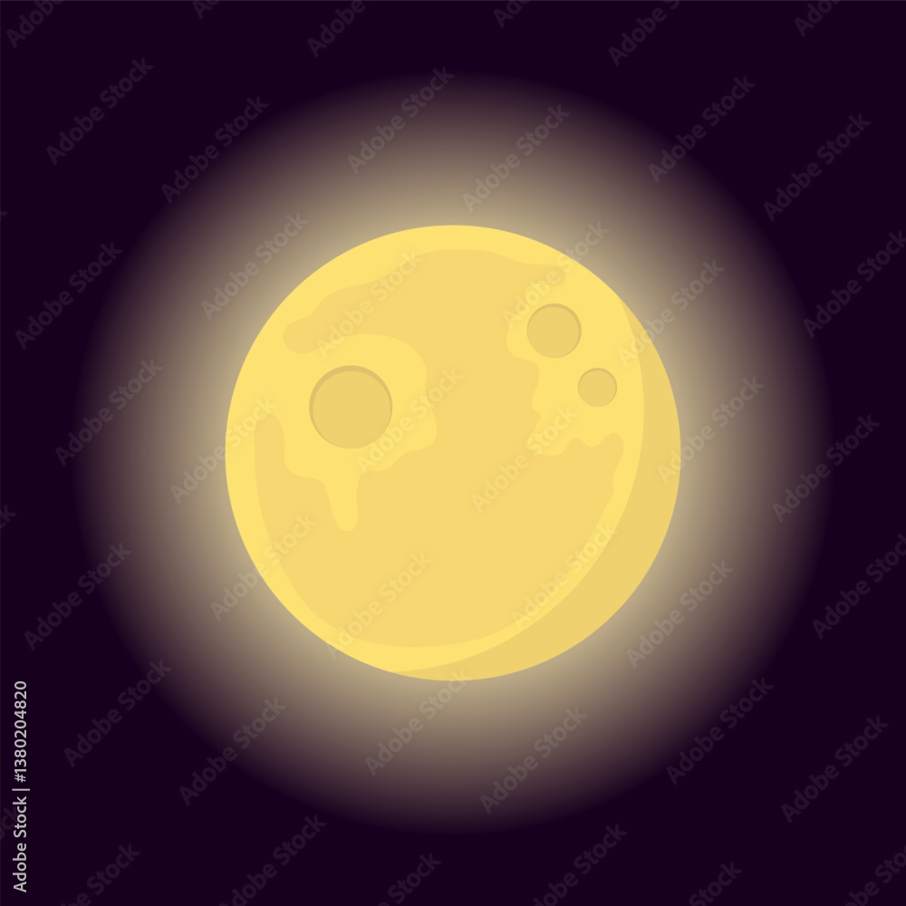 Fototapeta premium Moon, realistic moon icon. Moon in glow isolated on purple background. Design image, poster, graphic image. Vector illustration.