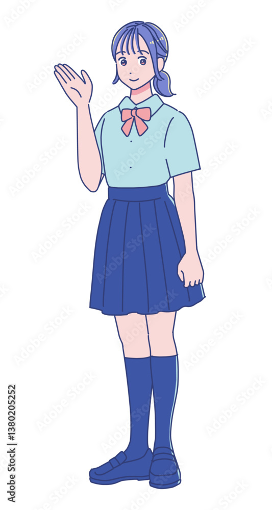アニメ調の女子高生の立ち絵 アニメ調の女子高生の立ち絵