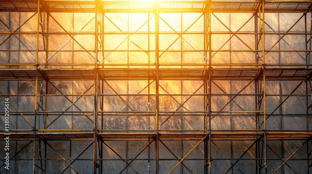 Fototapeta premium Large metal structure with sunlight shining through creating an industrial architectural view