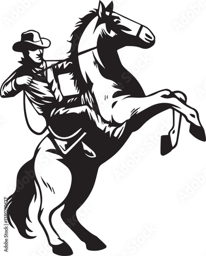 Horse With Cowboy Vector Animal Illustration Silhouette