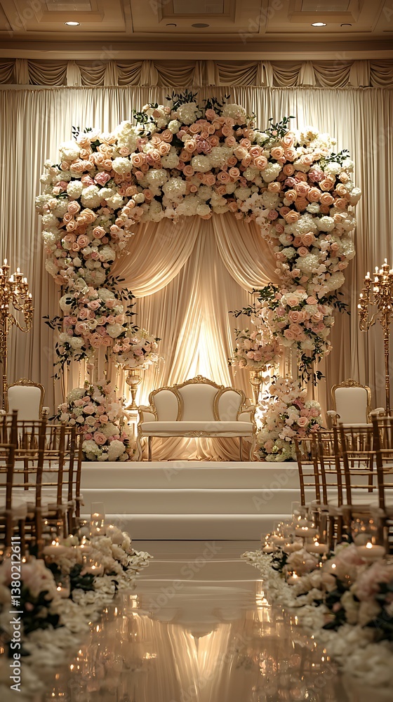 Opulent rose floral decor for ceremony high resolution picture Opulent rose floral decor for ceremony high resolution picture