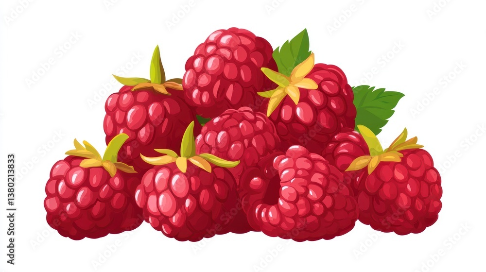 Fresh and Juicy Raspberries Piled Together on a Bright White Background Ready for Culinary Use and Healthy Snacking Fresh and Juicy Raspberries Piled Together on a Bright White Background Ready for Culinary Use and Healthy Snacking